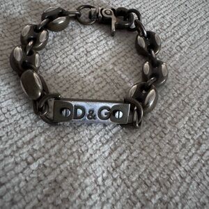 D&G Men's Gunmetal Logo Chain Bracelet